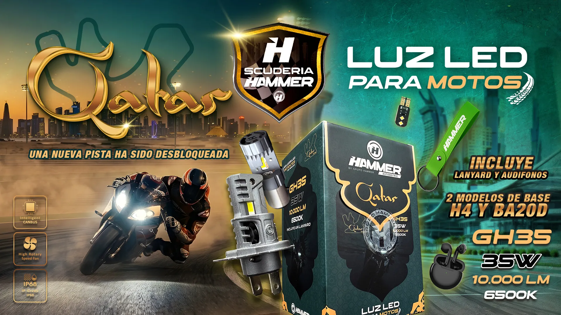 Lanzamiento de la línea Qatar de Hammer Automotriz revoluciona la iluminación LED para motos